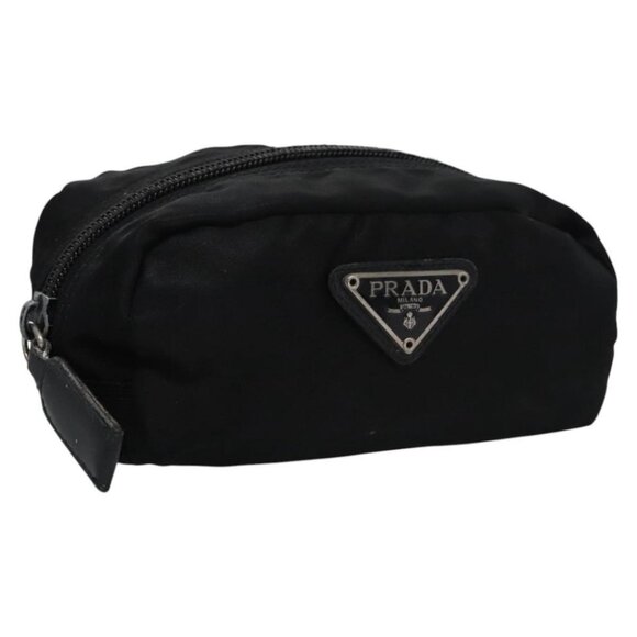PRADA Pouch Nylon Black Silver Auth bs22990 - Picture 1 of 16